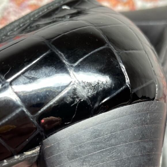 Aquatalia by Marvin K. Black Patent Leather Croc Embossed Side Zip Ankle Boots 8 - Picture 11 of 13